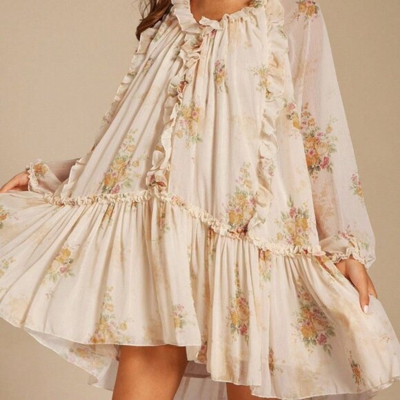 Multicolor Boho Romantic Elegant Women's Floral Loose Dress - Picture 4 of 7